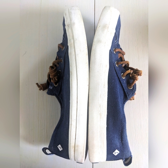 Women's Sperry Top Sliders Navy Blue Canvas Sneakers| 7 - Picture 4 of 6